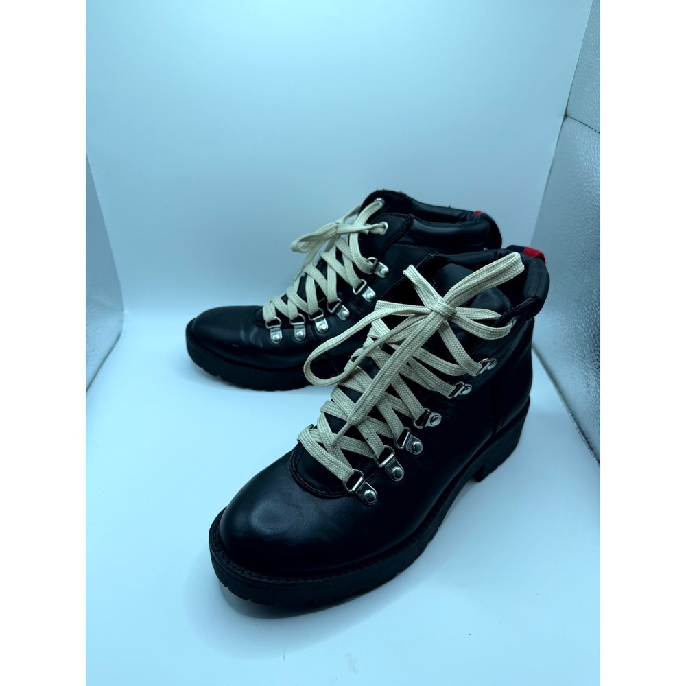 Brash‎ 183807 Womens 6.5 Us Black Leather Ankle Round Toe Lace Up Hiking Boot